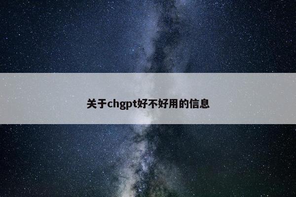 关于chgpt好不好用的信息 关于chgpt好不好用的信息