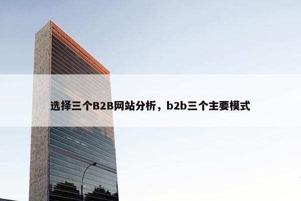 选择三个B2B网站分析,b2b三个主要模式