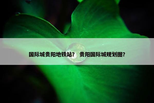 国际城贵阳地铁站? 贵阳国际城规划图?