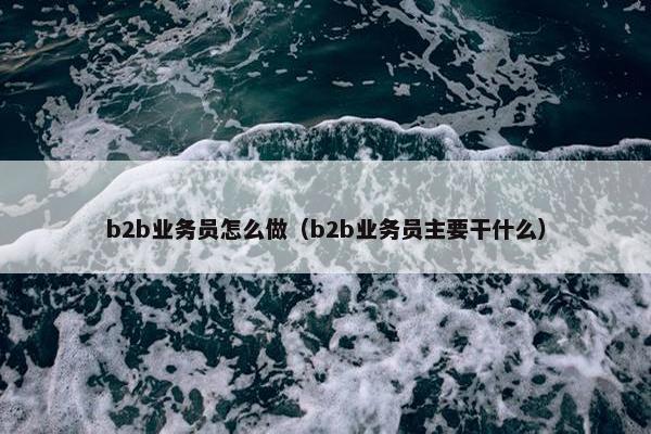 b2b业务员怎么做（b2b业务员主要干什么）