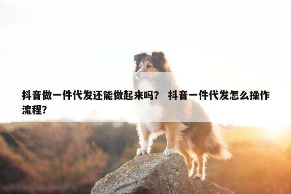 抖音做一件代发还能做起来吗? 抖音一件代发怎么操作流程?