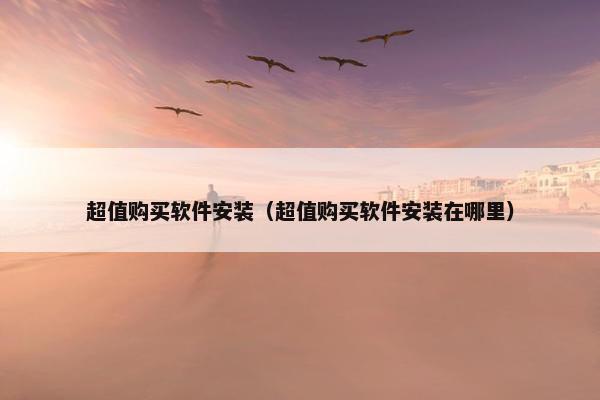 超值购买软件安装(超值购买软件安装在哪里)