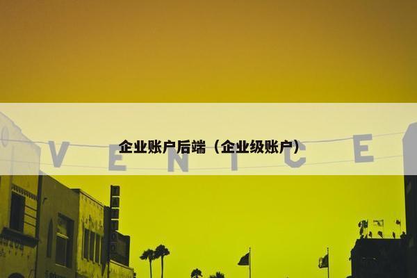 企业账户后端(企业级账户)