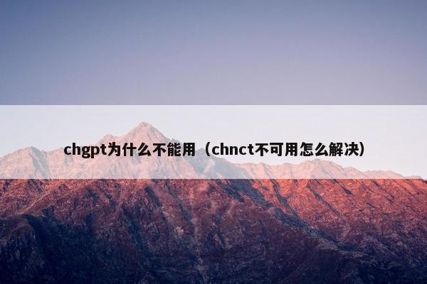 chgpt为什么不能用(chnct不可用怎么解决)
