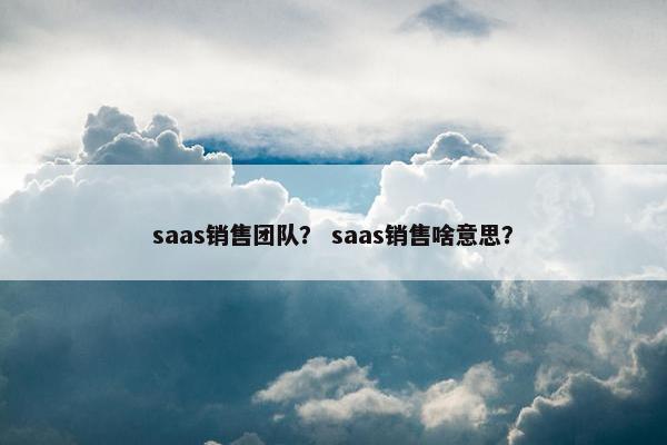 saas销售团队？ saas销售啥意思？