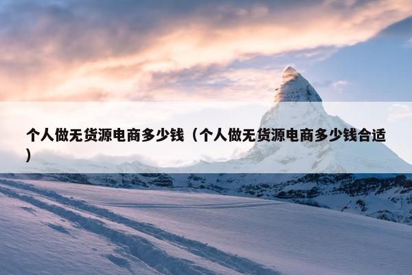 个人做无货源电商多少钱(个人做无货源电商多少钱合适)