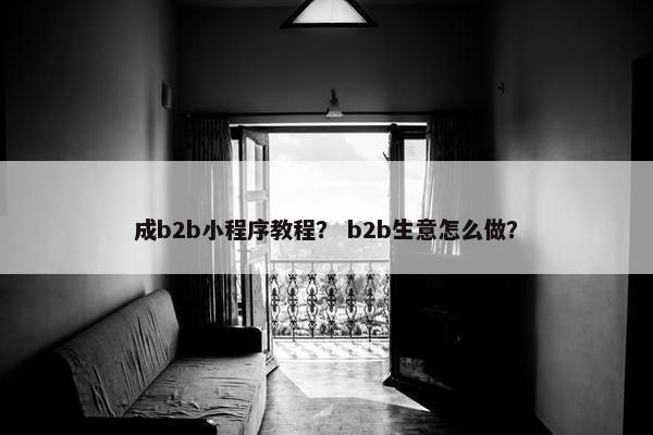 成b2b小程序教程？ b2b生意怎么做？
