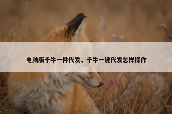 电脑版千牛一件代发，千牛一键代发怎样操作