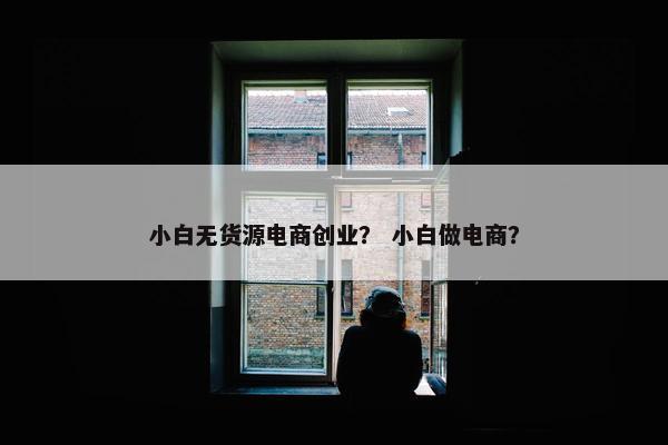 小白无货源电商创业？ 小白做电商？