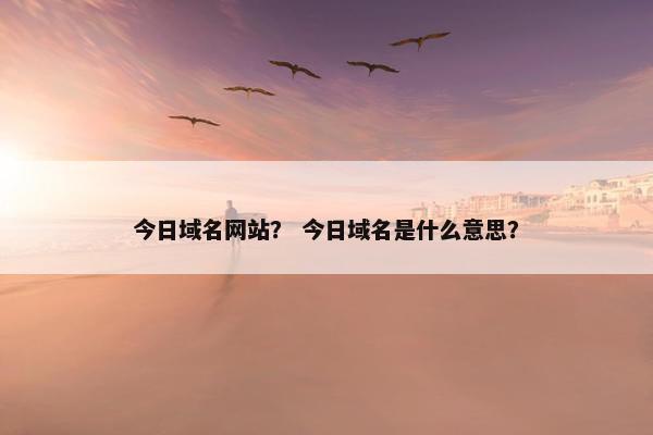 今日域名网站？ 今日域名是什么意思？