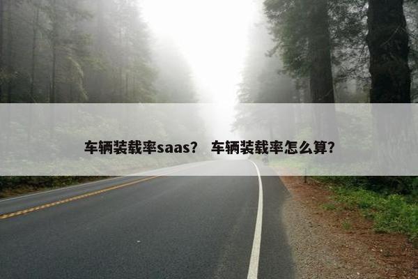 车辆装载率saas？ 车辆装载率怎么算？