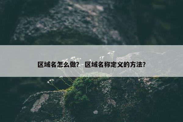 区域名怎么做? 区域名称定义的方法?