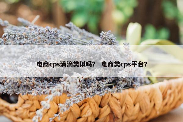 电商cps滴滴类似吗？ 电商类cps平台？