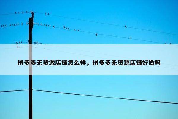 拼多多无货源店铺怎么样，拼多多无货源店铺好做吗
