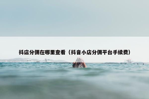 抖店分佣在哪里查看（抖音小店分佣平台手续费）
