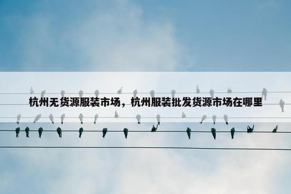 杭州无货源服装市场,杭州服装批发货源市场在哪里