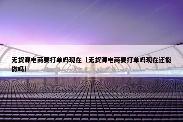 无货源电商要打单吗现在（无货源电商要打单吗现在还能做吗）