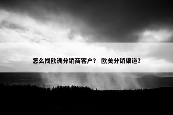 怎么找欧洲分销商客户? 欧美分销渠道?