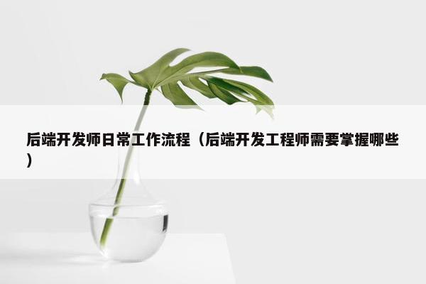 后端开发师日常工作流程（后端开发工程师需要掌握哪些）