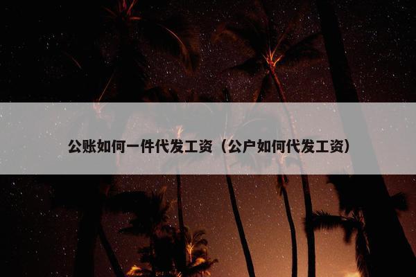公账如何一件代发工资（公户如何代发工资）