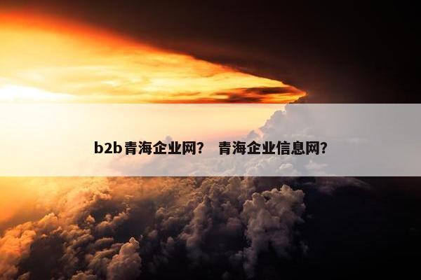 b2b青海企业网？ 青海企业信息网？