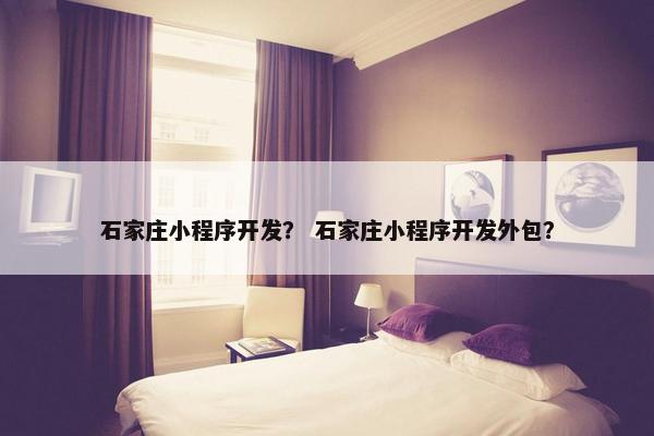 石家庄小程序开发？ 石家庄小程序开发外包？