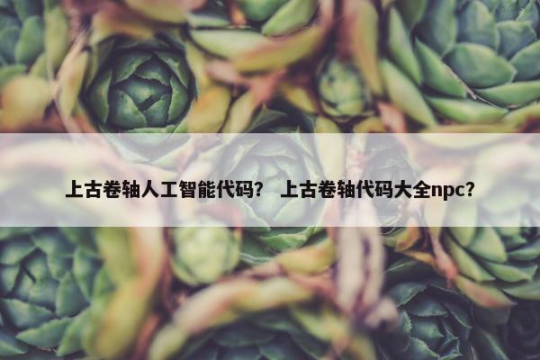 上古卷轴人工智能代码？ 上古卷轴代码大全npc？