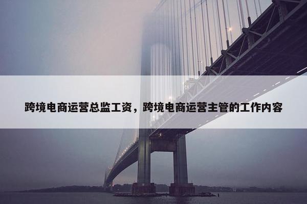 跨境电商运营总监工资，跨境电商运营主管的工作内容