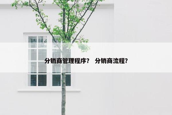 分销商管理程序？ 分销商流程？