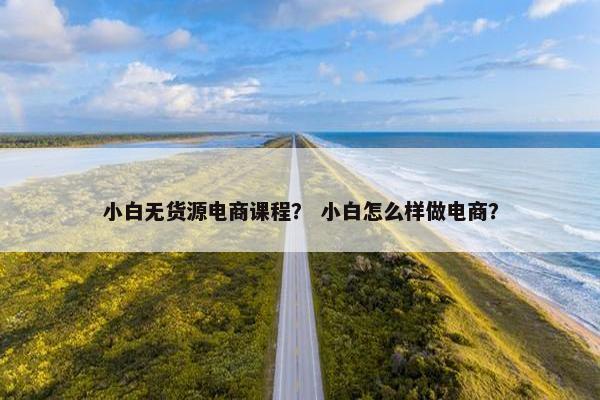 小白无货源电商课程？ 小白怎么样做电商？