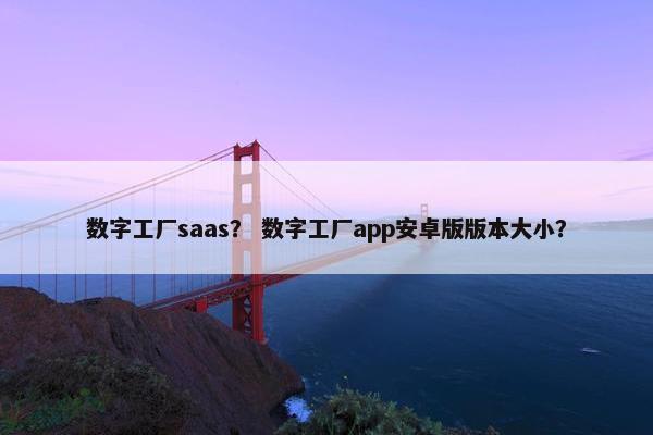 数字工厂saas？ 数字工厂app安卓版版本大小？