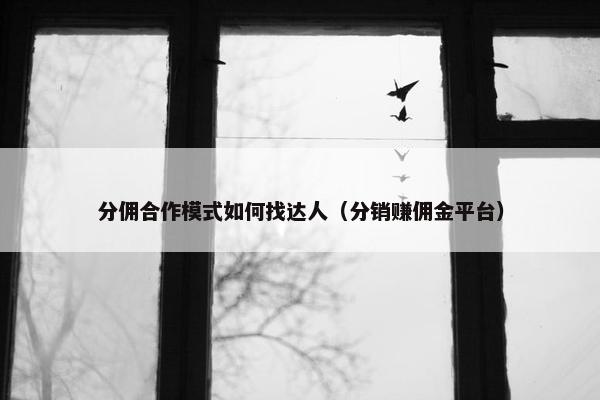 分佣合作模式如何找达人（分销赚佣金平台）