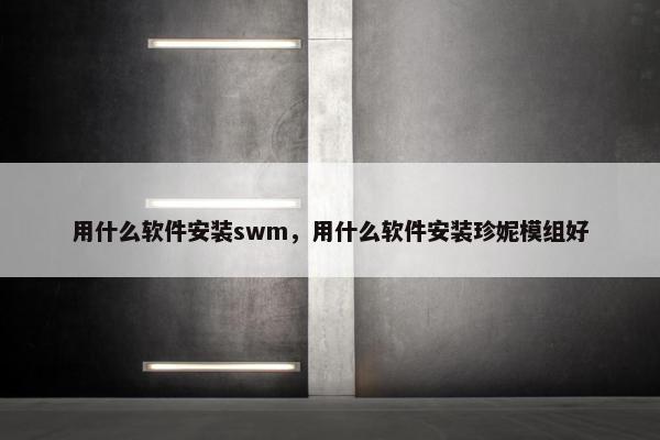 用什么软件安装swm，用什么软件安装珍妮模组好