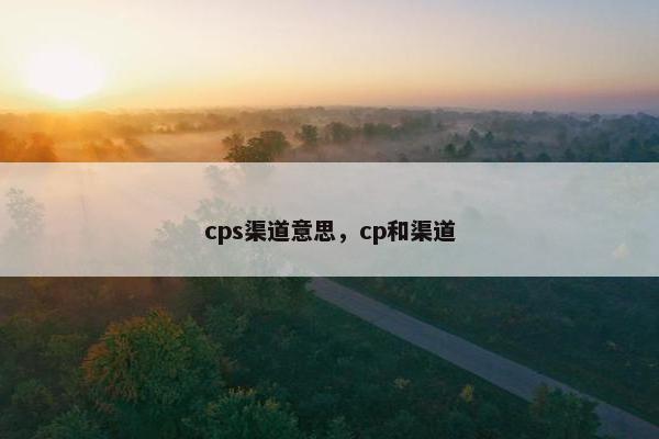 cps渠道意思，cp和渠道