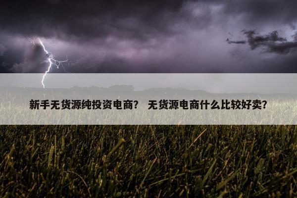 新手无货源纯投资电商？ 无货源电商什么比较好卖？