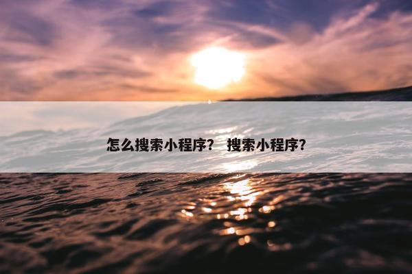 怎么搜索小程序？ 搜索小程序？