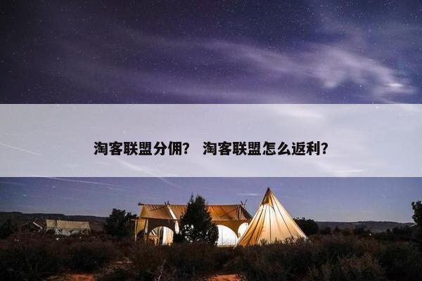 淘客联盟分佣？ 淘客联盟怎么返利？