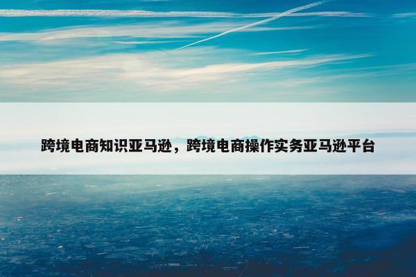 跨境电商知识亚马逊，跨境电商操作实务亚马逊平台
