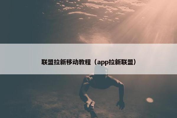 联盟拉新移动教程（app拉新联盟）