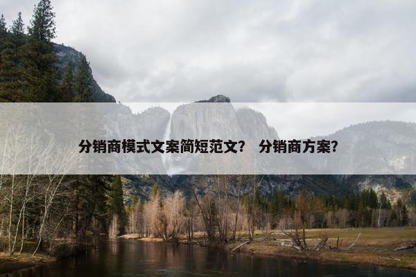 分销商模式文案简短范文？ 分销商方案？