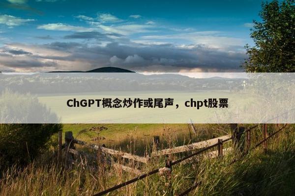 ChGPT概念炒作或尾声，chpt股票