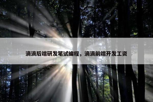滴滴后端研发笔试编程，滴滴前端开发工资