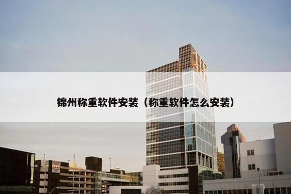 锦州称重软件安装（称重软件怎么安装）