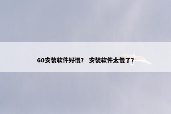 60安装软件好慢？ 安装软件太慢了？