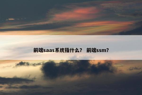 前端saas系统指什么？ 前端ssm？