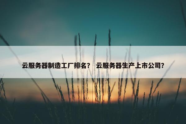 云服务器制造工厂排名？ 云服务器生产上市公司？