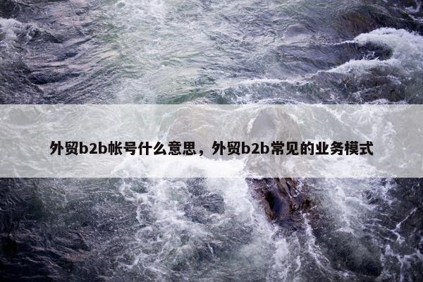 外贸b2b帐号什么意思，外贸b2b常见的业务模式