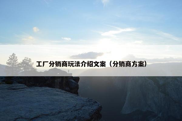 工厂分销商玩法介绍文案（分销商方案）