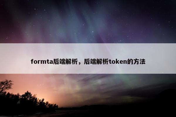 formta后端解析，后端解析token的方法
