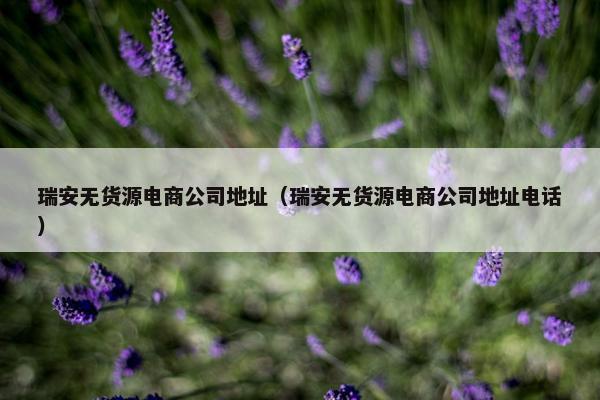 瑞安无货源电商公司地址（瑞安无货源电商公司地址电话）